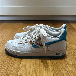 Kids White and Blue Cartoon Sneakers